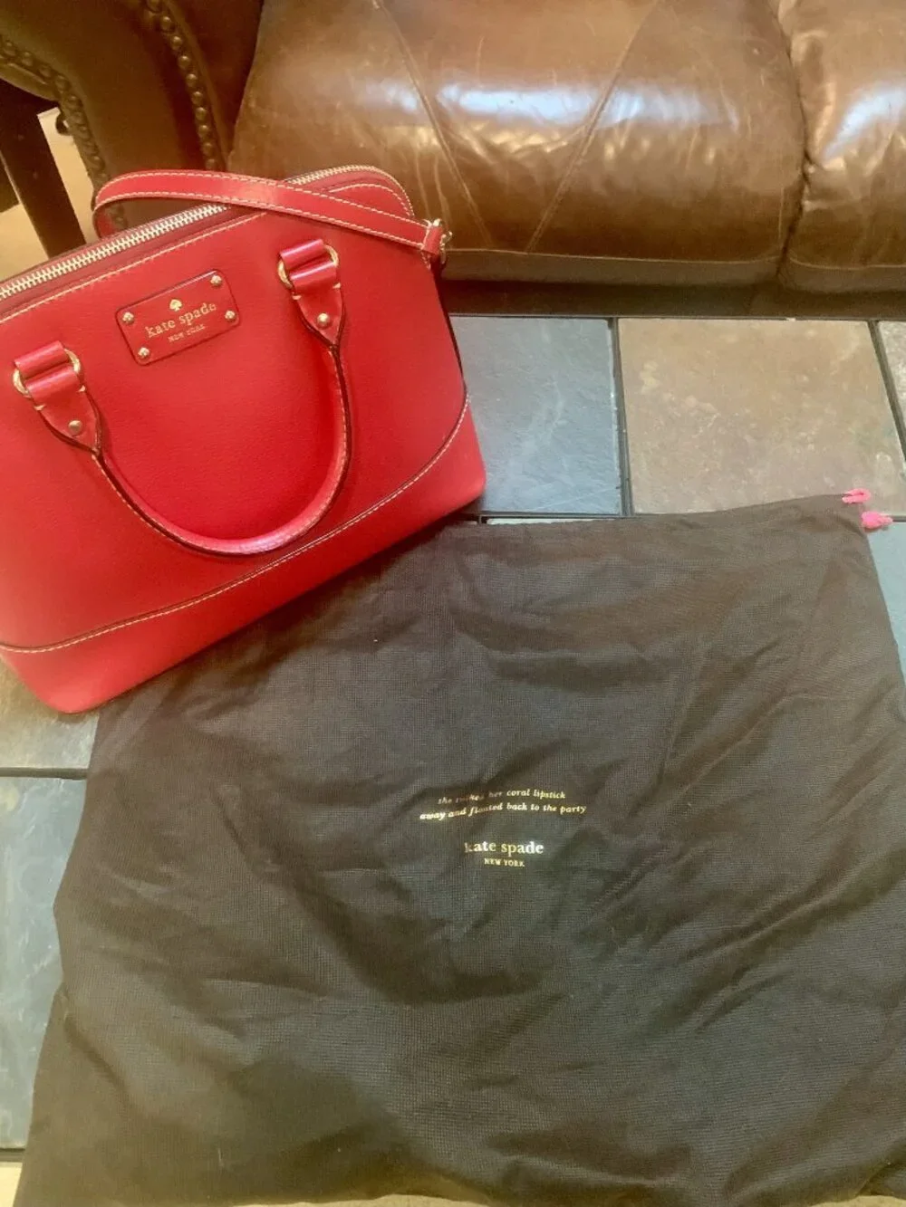 KATE SPADE Wellesley Rachelle Red Leather Satchel Crossbody Bag